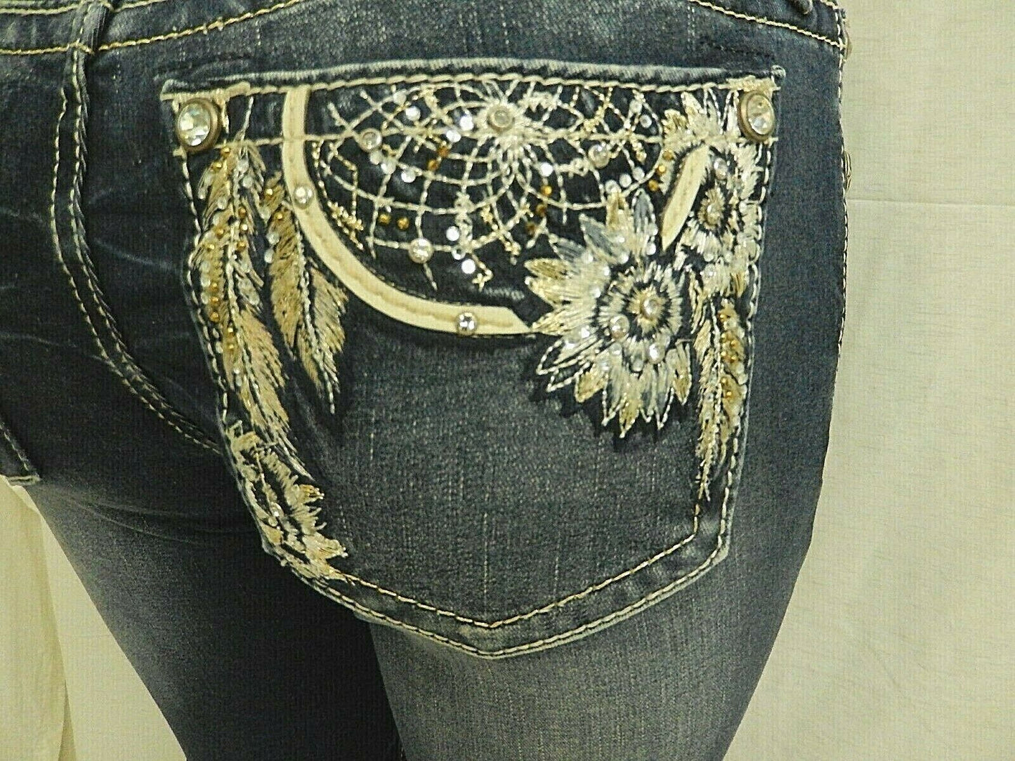 *NWT* Miss Me CUTE M3298B Mid-Rise Chloe Boot Cut Jeans Dark Blue Size W26 x L34