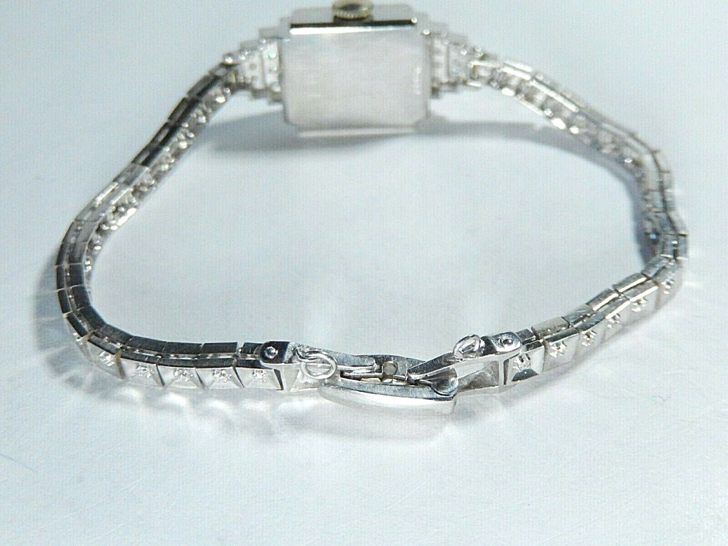 *VINTAGE* ELGIN Ladies 14K White Gold 70 Diamond Wristwatch W/Diamond 14K Band
