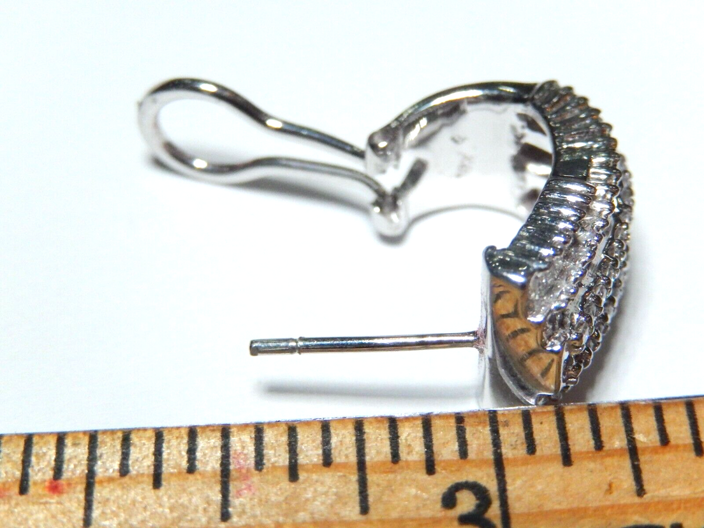 18K White Gold VS E/F 2.00 CTW Natural  Diamond Omega Back Earrings