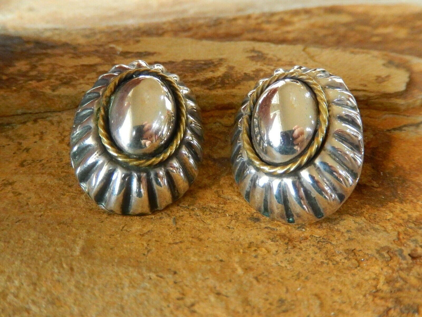 *VINTAGE*  Sterling Silver Modernist Pendant & Earring Set Mexico 925 Signed