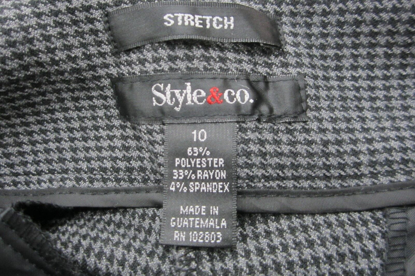NWT Style & Co Womens Black Houndstooth Dress Pants Size 10  x  31"L