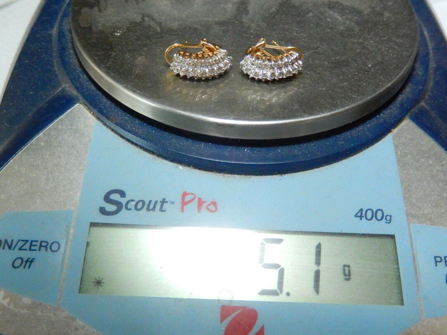10K Yellow Gold 2.00 CT Natural  Diamond Hoop French Clip Modernist Earrings