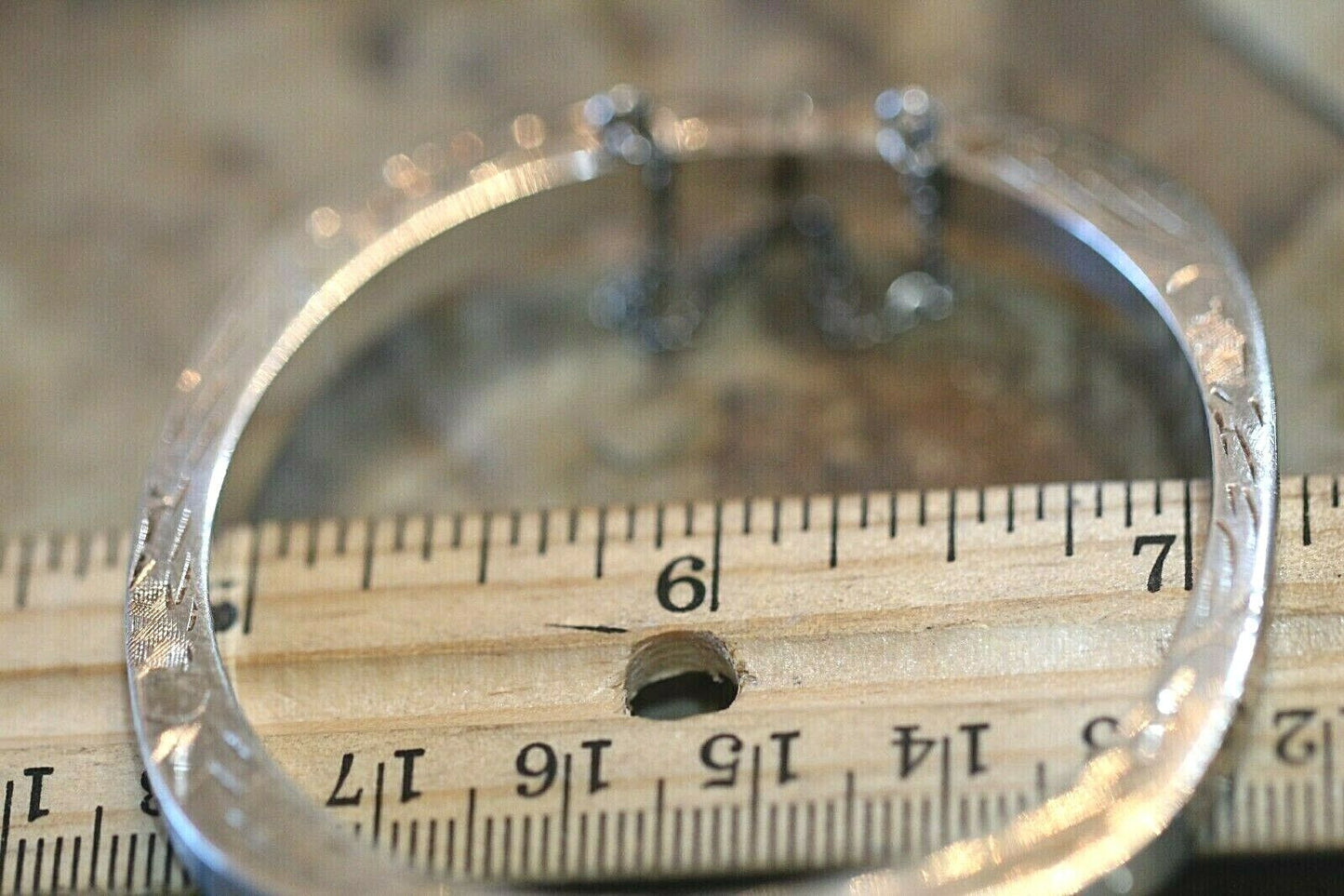 *VINTAGE*  Thailand Sterling Silver Etched Engraved Hinged Bangle Bracelet