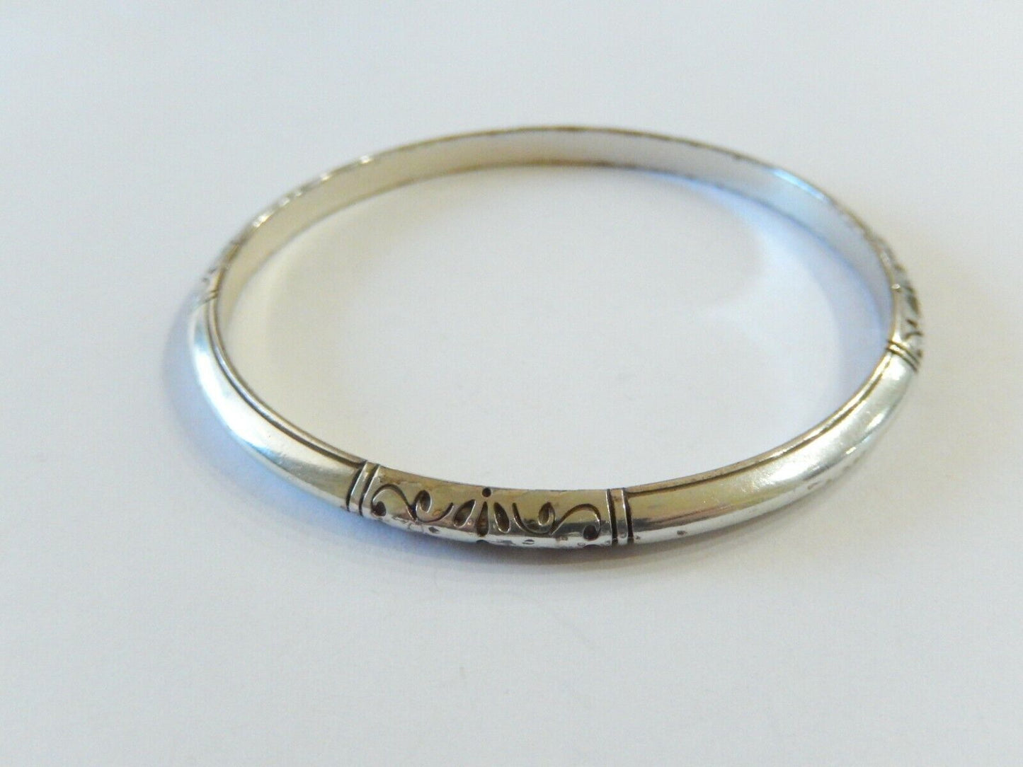 *RETIRED*  BRIGHTON -  Embossed Design 5mm Bangle Bracelet - 2.5" Inside Diam.