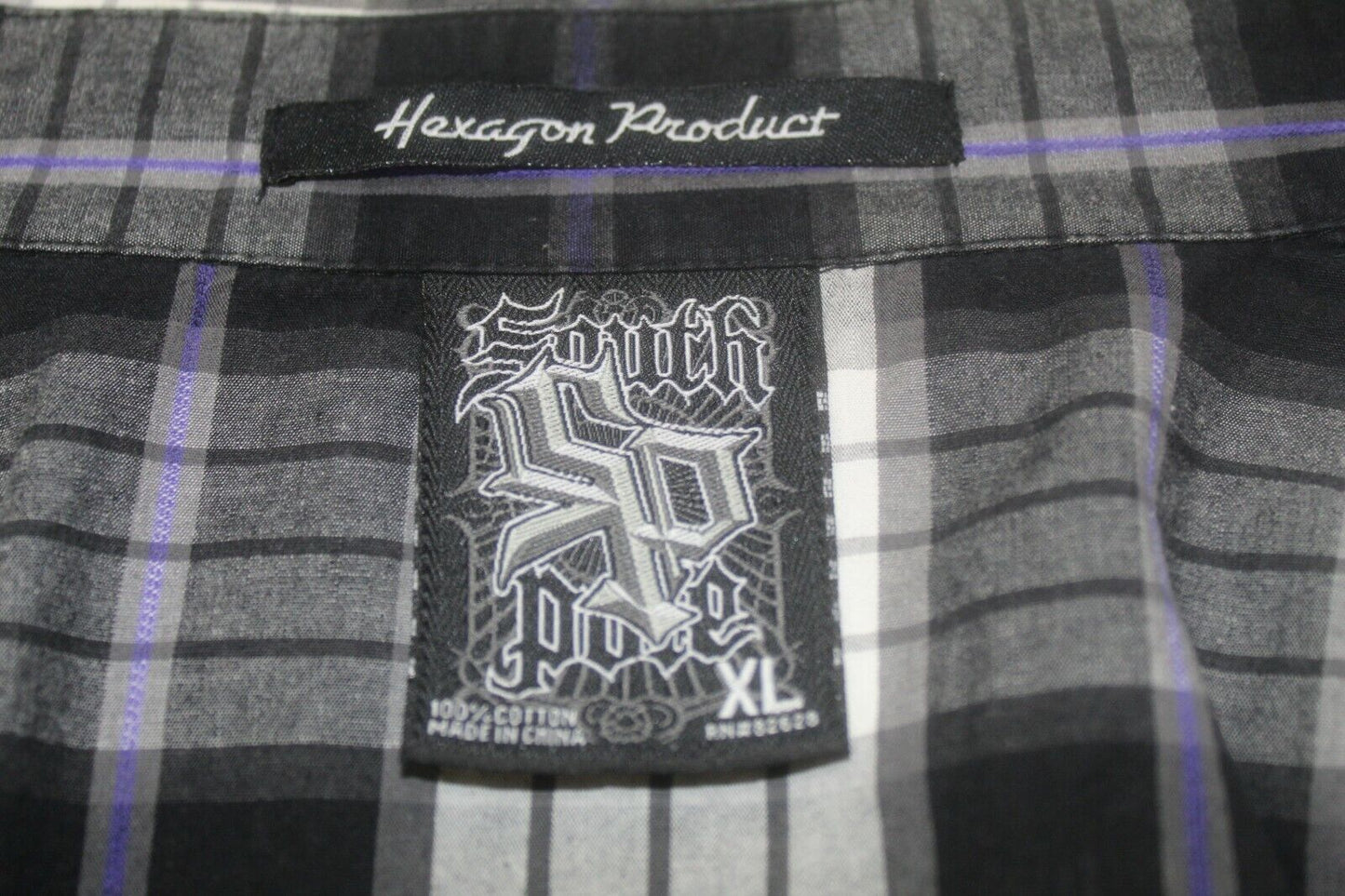 Southpole Mens Shirt Plaid Hexagon Product Button Down Long Sleeve Sz XL