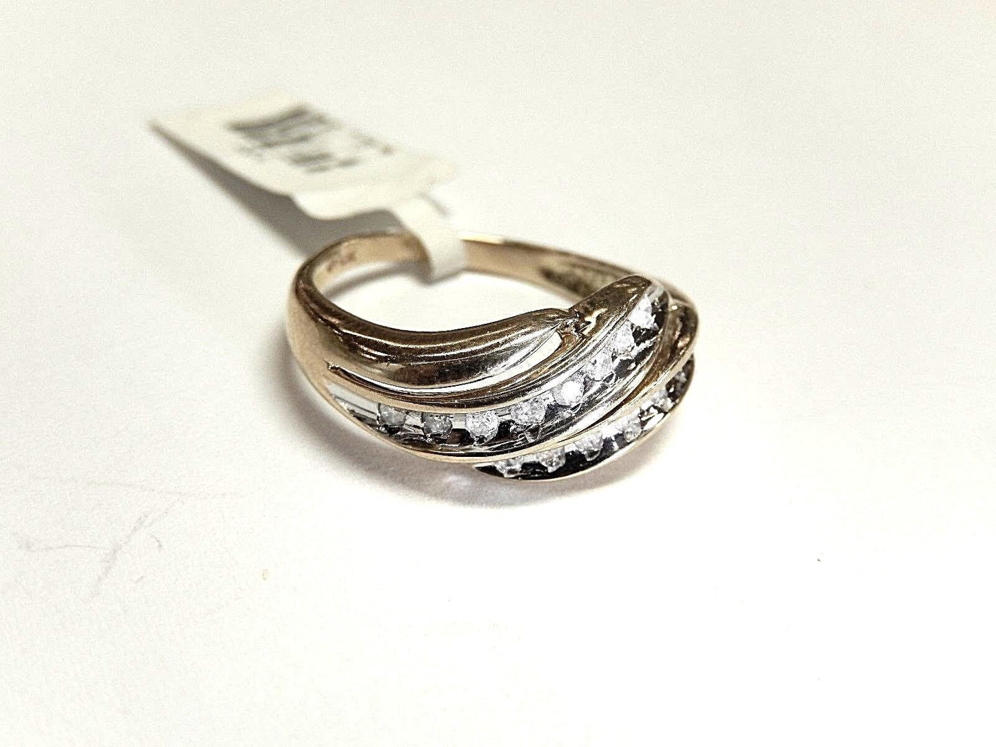Two Row .25CT Natural Diamond Slant Wedding Band Ring in 10K SOLID Yellow Gold