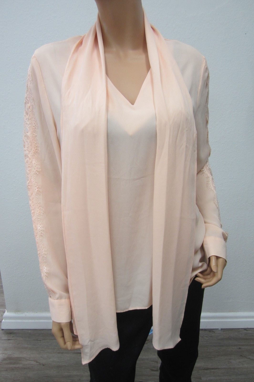 CATO Womens Size Large Long Sleeve Chiffon Coral Blouse Top