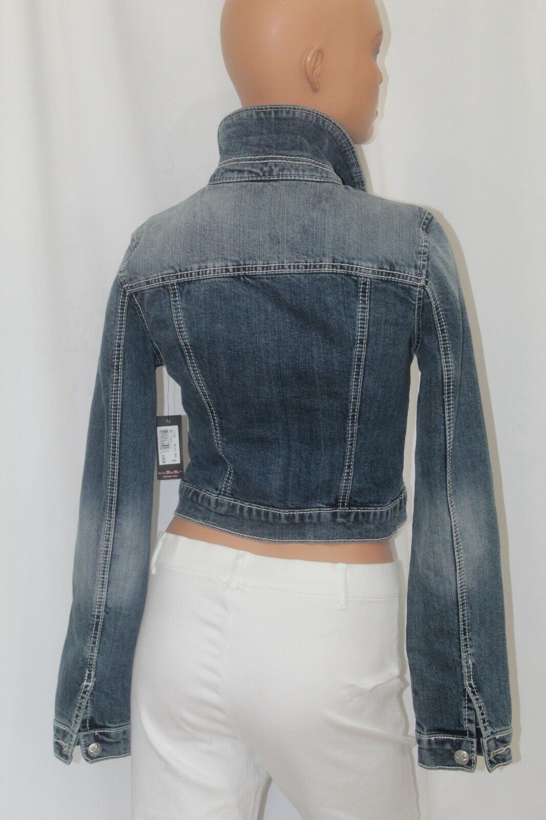 *NWT* Miss Me  JJ5788A Denim Jacket Rhinestone & Silver Stud Design Size Small