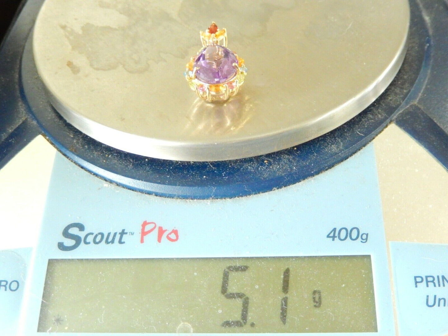 *NWT* 10K Yellow Gold  8.50CT Purple  Amethyst & Multi Gemstone LARGE Pentant