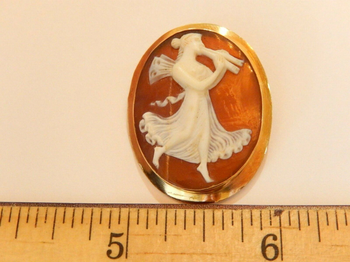 *VINTAGE* 750 18k  Solid Yellow Gold LARGE Cameo Pin Brooch Pendant 35mm x 27mm