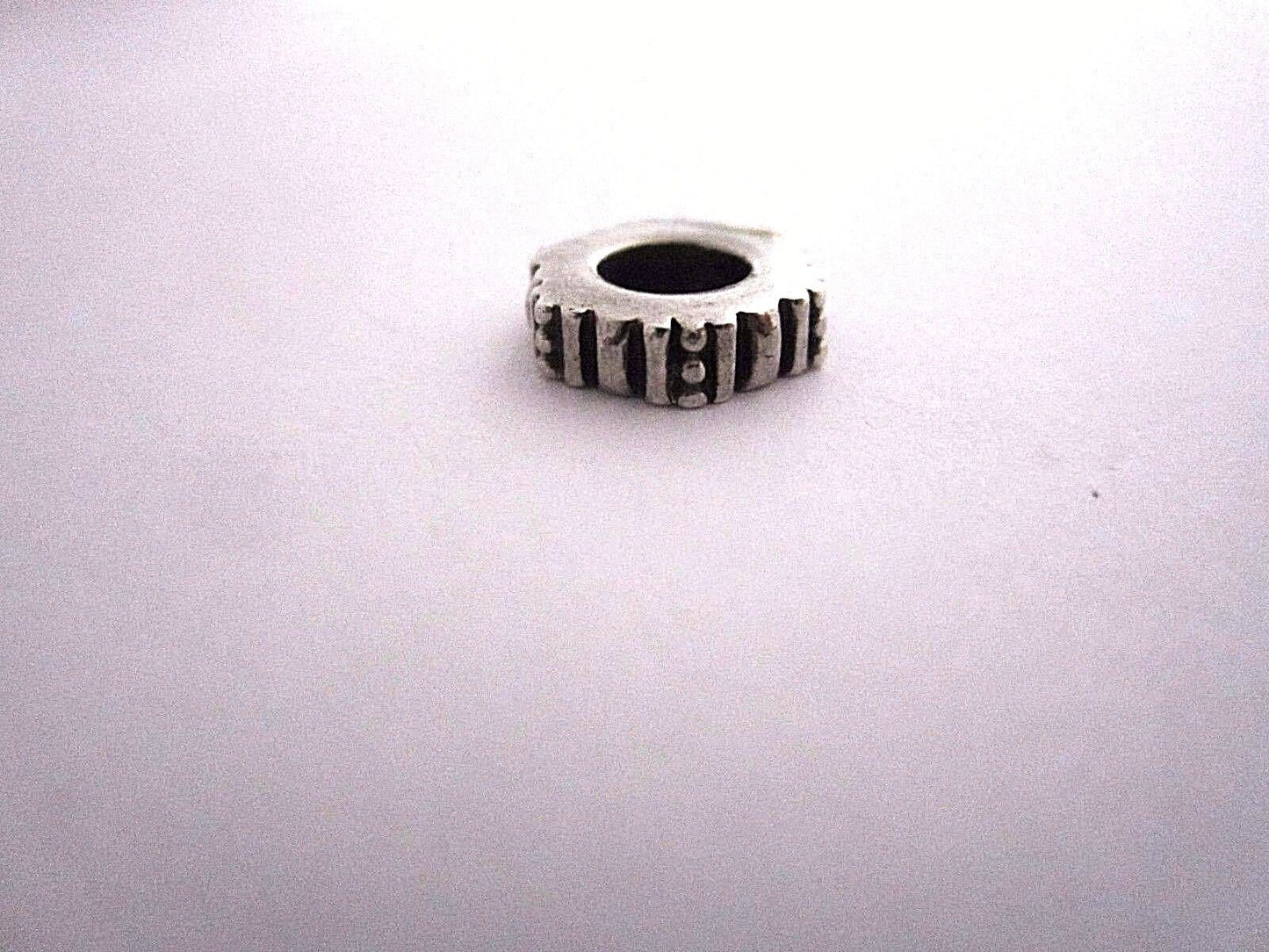 Authentic Pandora SSilver Retired 'RIDGED HEXAGON ' Spacer Charm Bead 4Bracelet