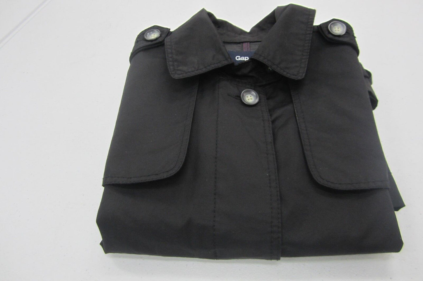 Gap Classic Shoulder Strap Black Trench Style Coat Jacket Sz Small