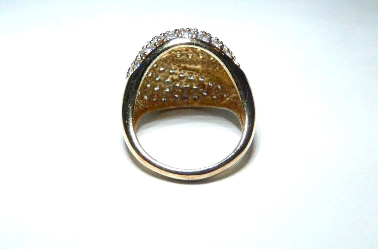 14K Yellow Gold Vermeil Sterling Pave CZ Dome Ring, Size 7.25