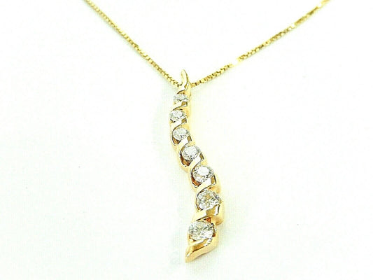 *VINTAGE*14K Yellow Gold 3/4 CT Graduated VS Diamond Necklace 14K YG 18" Chain