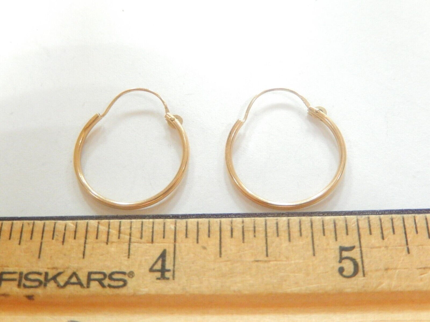 14K Solid Yellow Gold 18mm Round Circle Hoop Snap Closure  Earrings