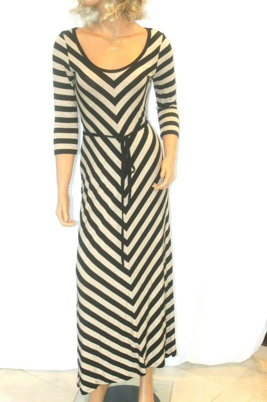 *NWT*  $168. CALVIN KLEIN Women’s Black And Grey Striped Maxi Dress Size 2