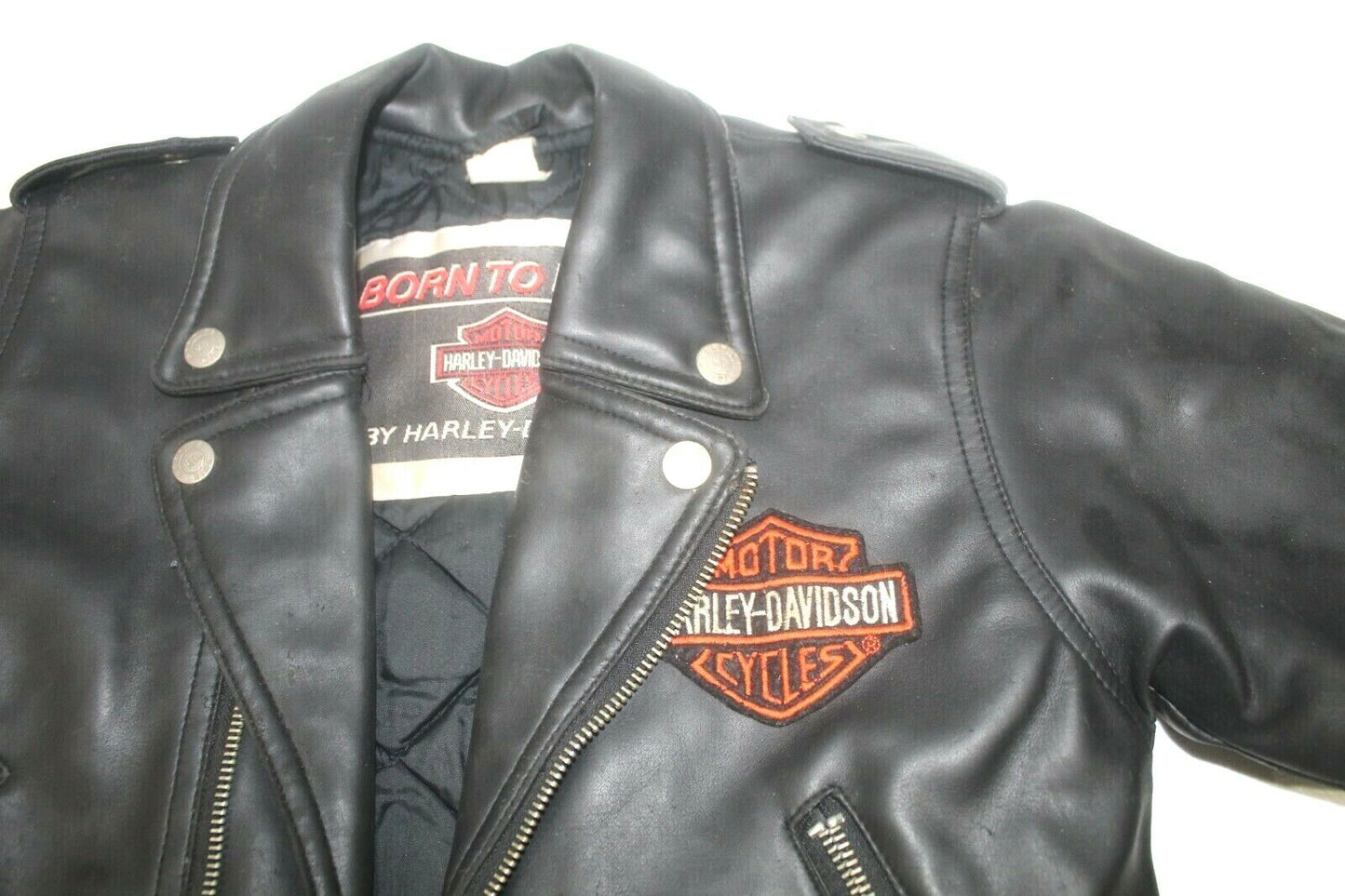Harley Davidson Born to Ride Simulation Leather Black Biker Jacket Youth