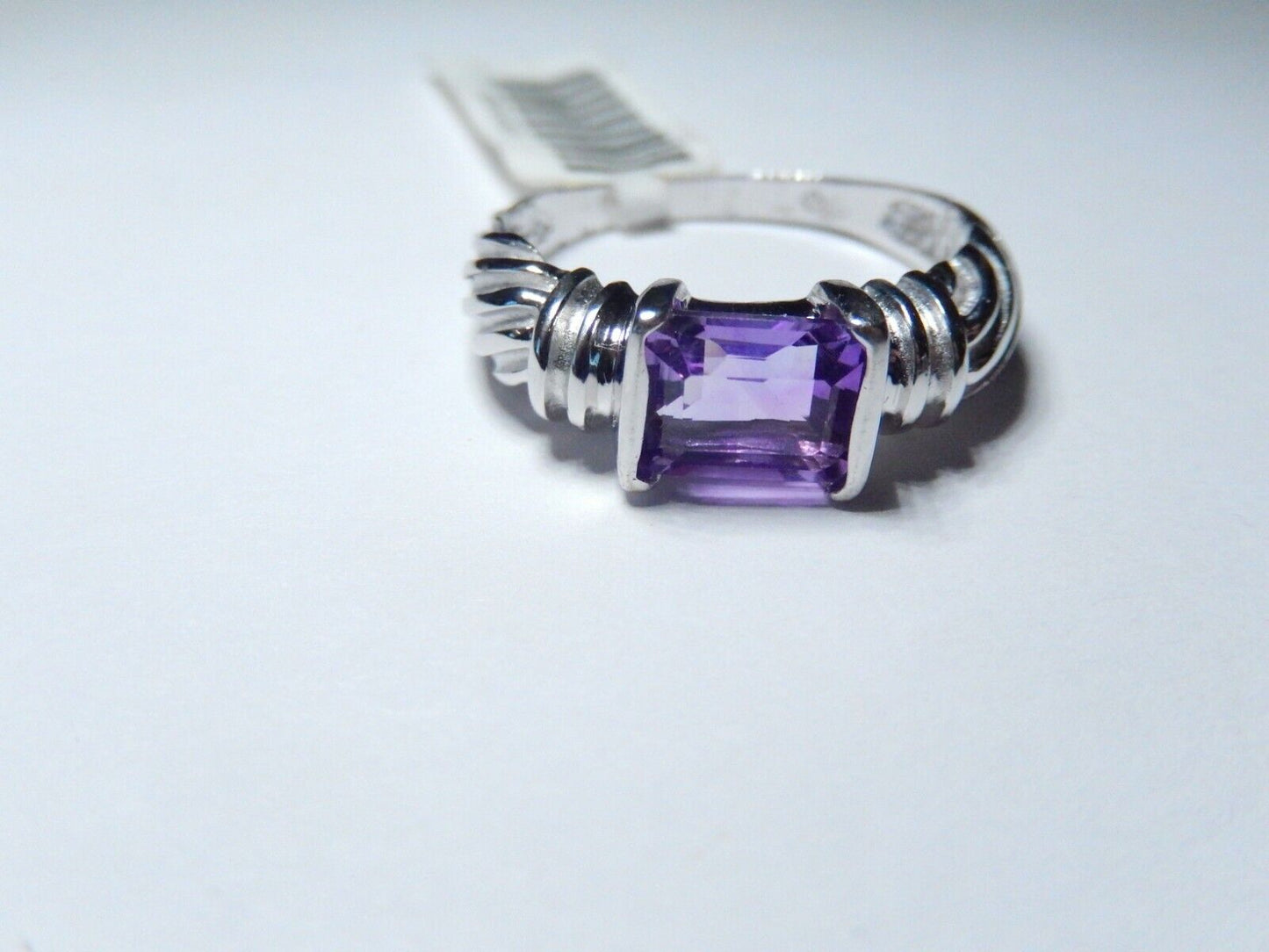 10k White Gold 1.50 Carat Genuine Purple Amethyst Solitaire Ring Size 9