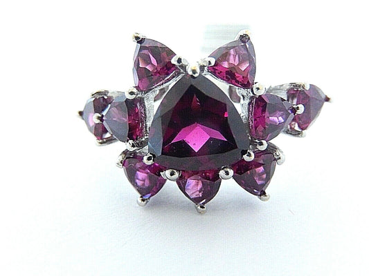 *NEW*  10k Solid White Gold 3Ct Trillion Cut Purple Amethyst Ring Size 8.75