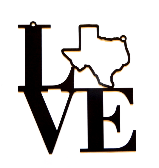 ~NEW~ LARGE 14ga. " LOVE TEXAS"  Metal Wall Art - 13" x 11.5"