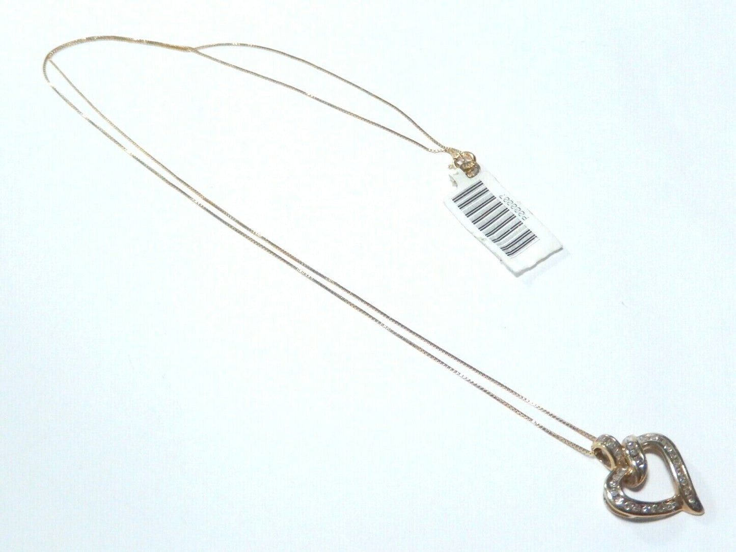 *VINTAGE* 10K Yellow Gold 1/3CT 28  Natural Diamonds  Heart Pendant w/14K 20" Ch