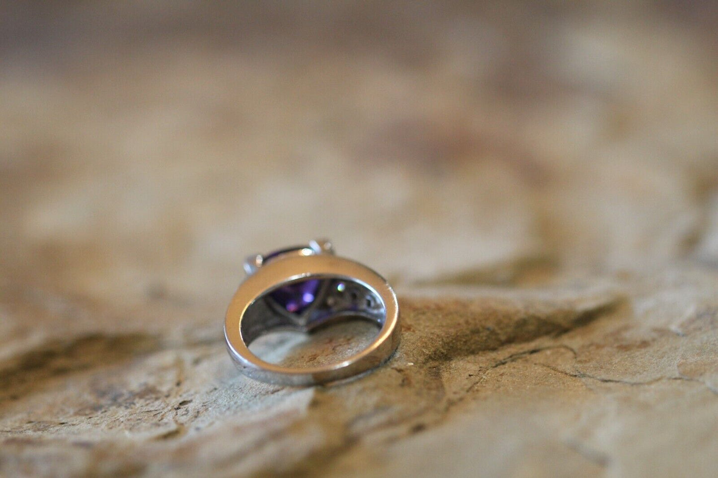*VINTAGE*   AMETHYST  &  FIRE OPAL Ring with CZ  925 STERLING SILVER Sz 7.5
