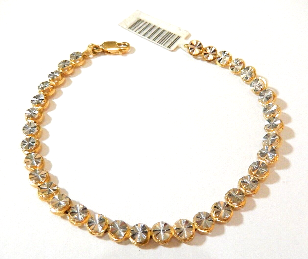 SENSATIONAL  14K TWO TONE GOLD  LADIES DIAMOND ILLUSION LINK BRACELET 7"