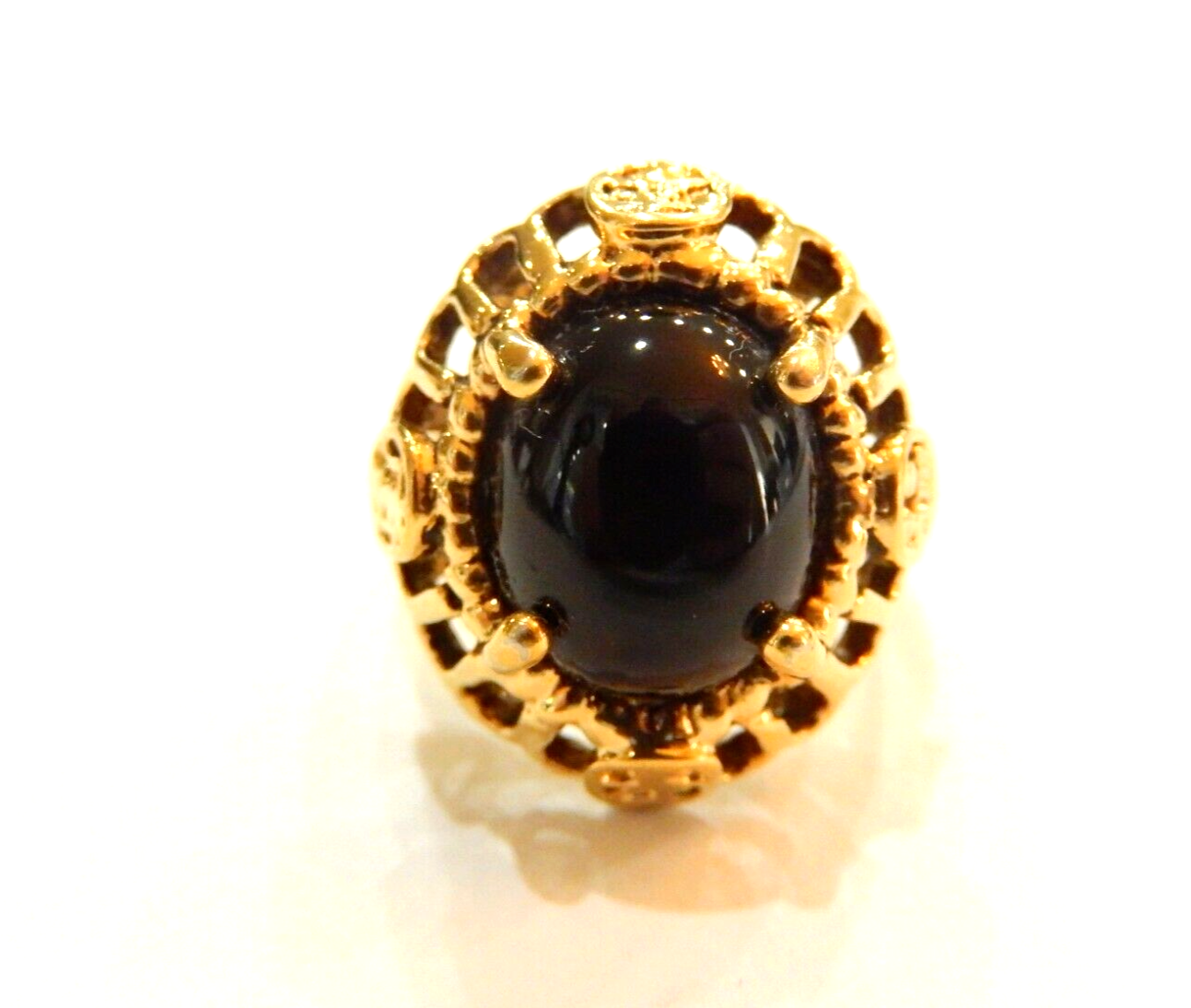 *VINTAGE*  LIND 14K HGE Yellow Gold Plated Black Onyx Ring Size 6