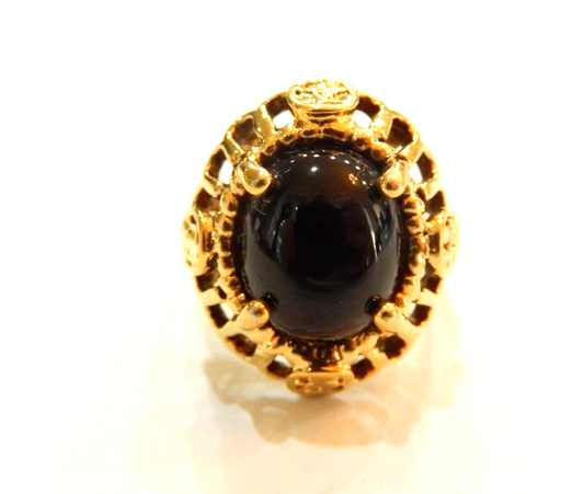 *VINTAGE*  LIND 14K HGE Yellow Gold Plated Black Onyx Ring Size 6