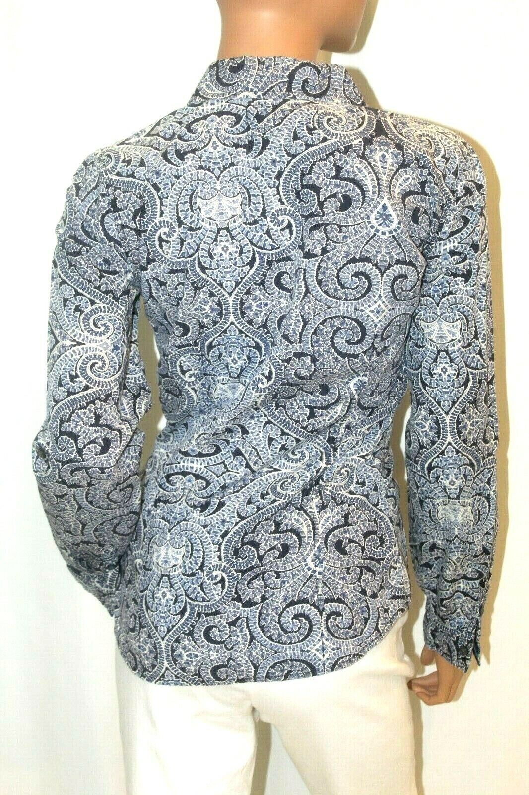 G.H. Bass Co. Blue/White Paisley Button Down Women Long Sleeve Blouse Size Med