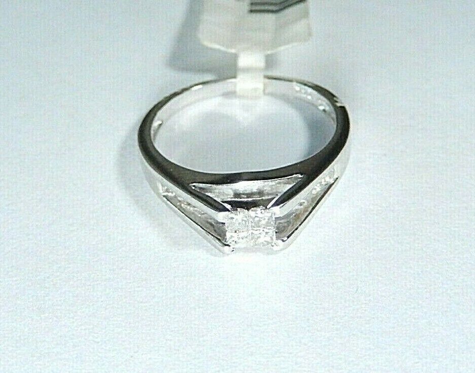 *NWT* 14K White Gold .50Ct Natural Diamond Engagement Wedding Ring Size 5.25