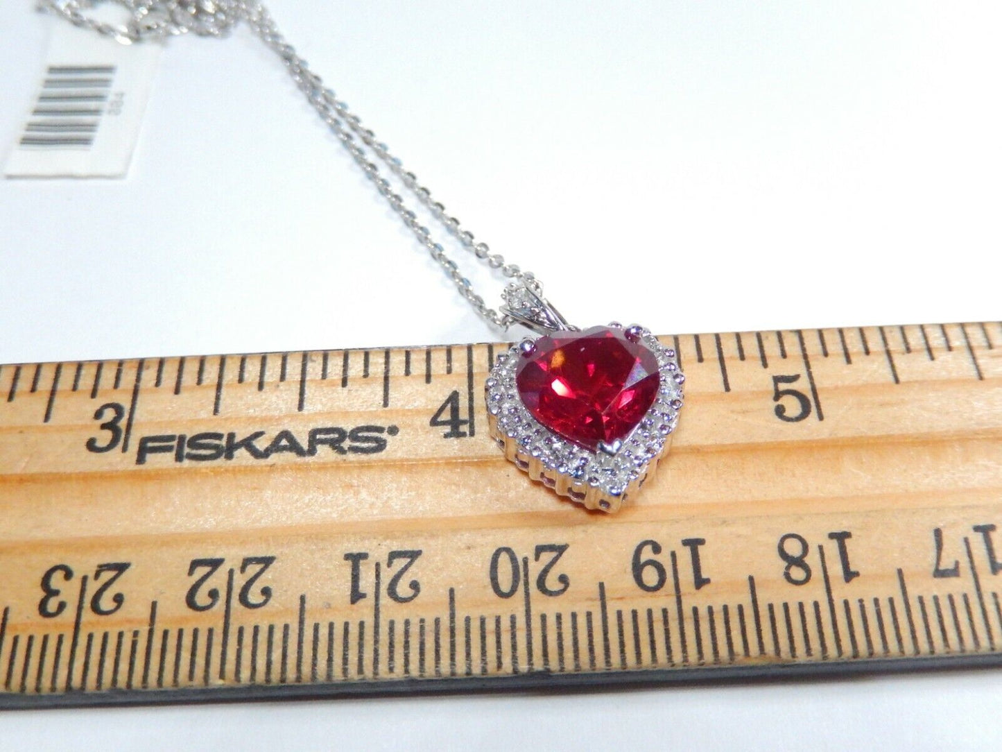 *NWT* 10K White Gold 4.00CT Heart Ruby & Natural Diamond  Pendant w/18" Chain