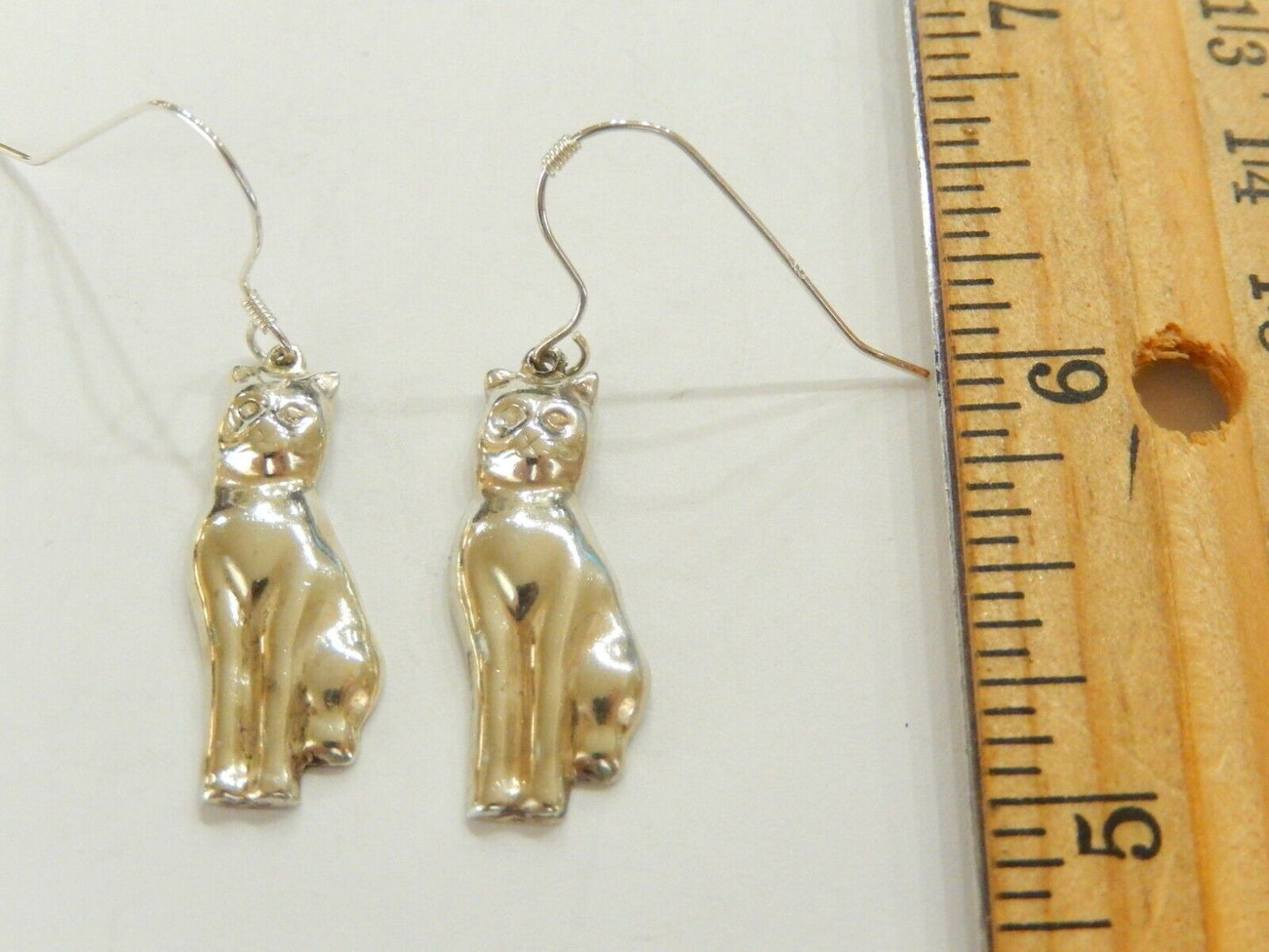 Sterling Silver Cat Dangle Earrings