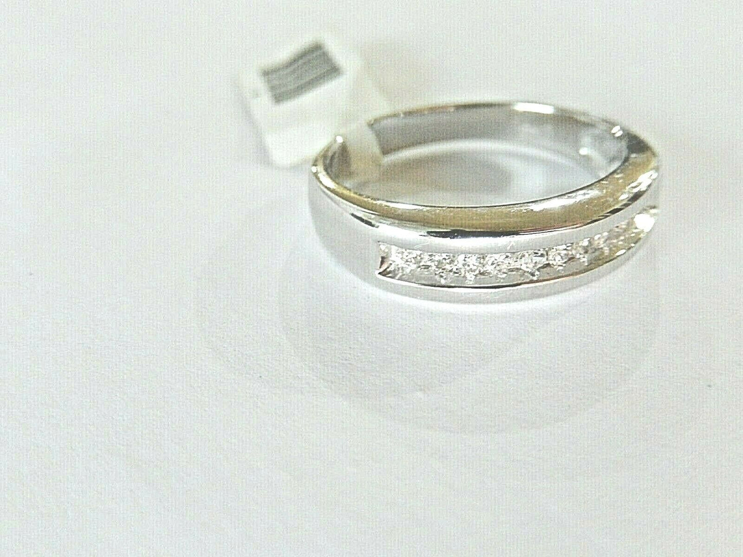 14K White Gold Natural .25CT Round Diamond 6MM Wide Men's Wedding Band Ring 9.5