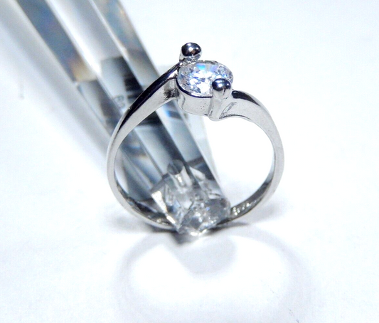 *VINTAGE*  Sterling Silver 2/3 CT CZ Solitaire Band Bypass  Ring Size 7