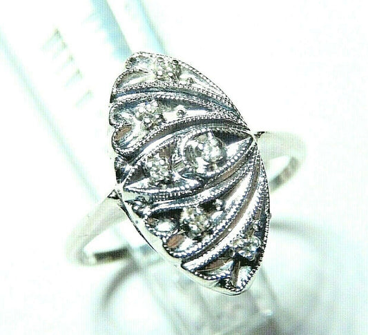 *VINTAGE*  14K White Gold Art Deco Six Round  Diamond Ring  Size 7.5