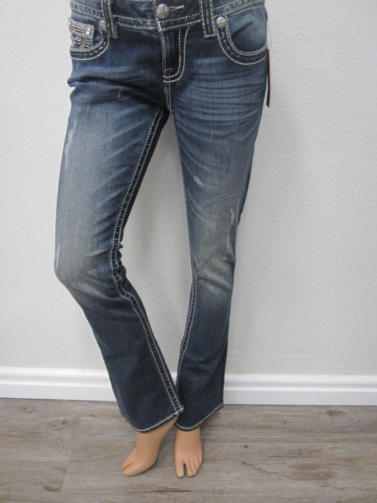 NWT MISS ME JP7690BV Embellished Signature Bootcut Jeans Womens 26 x 32
