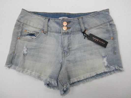NWT Refuge Distressed 2 ButtonDenim Shorts Cheeky Hi-Rise Charlotte Russe Size 0