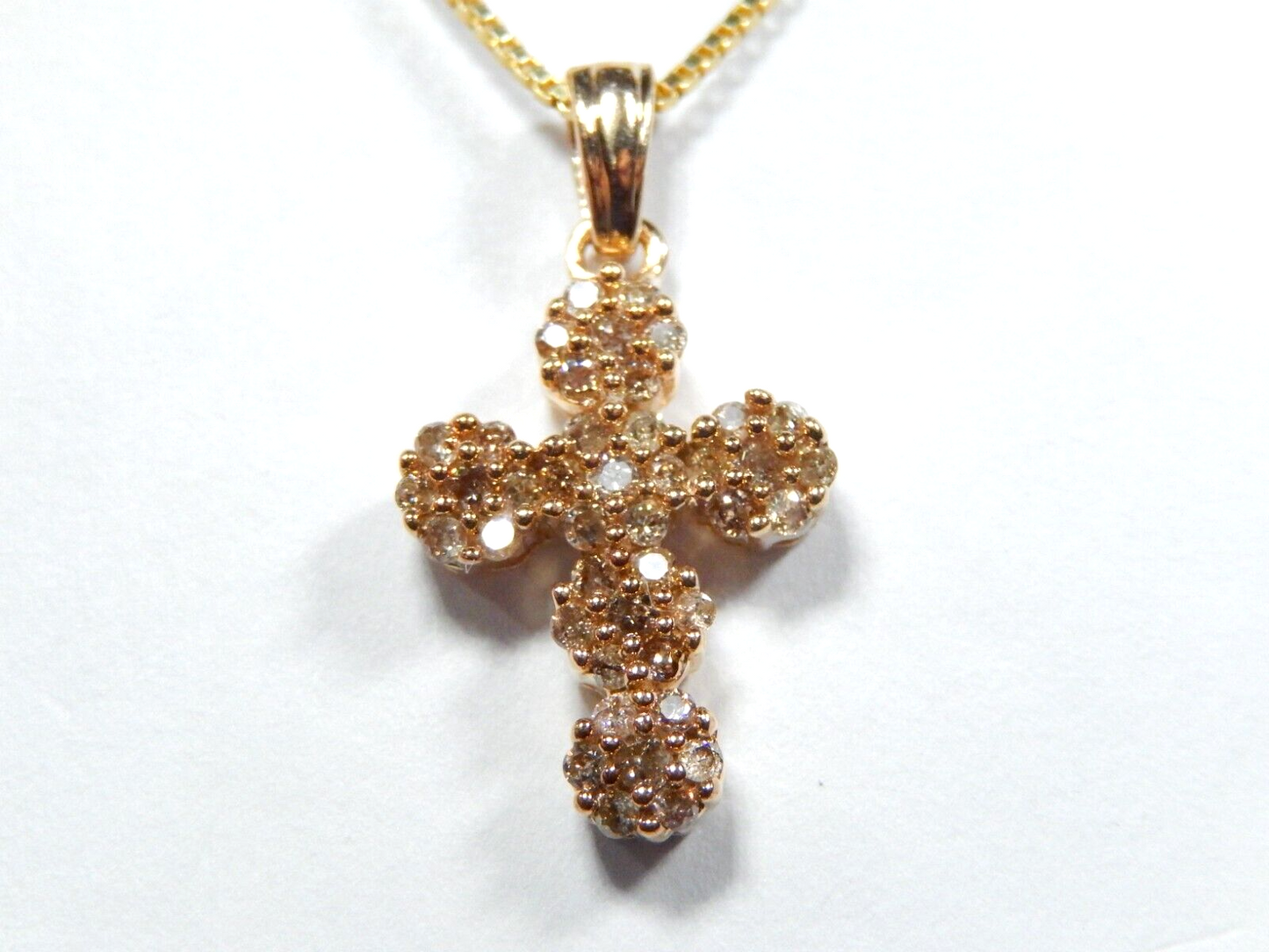 10k Yellow Gold .33 CT 42 Natural Diamond Cross Pendant w/18"chain