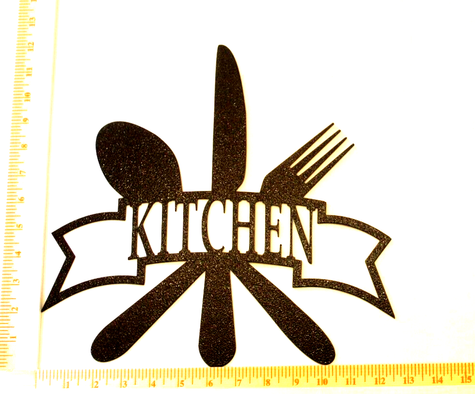 "NEW- 14 ga."KITCHEN" Metal Tableware Dinner Knife Fork Spoon Powder Coated Sign