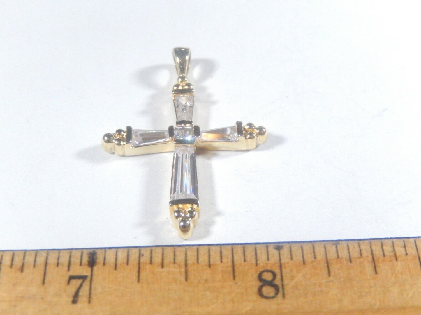 Vermeil Gold Over Sterling 925 Silver Cross CZ Pendant
