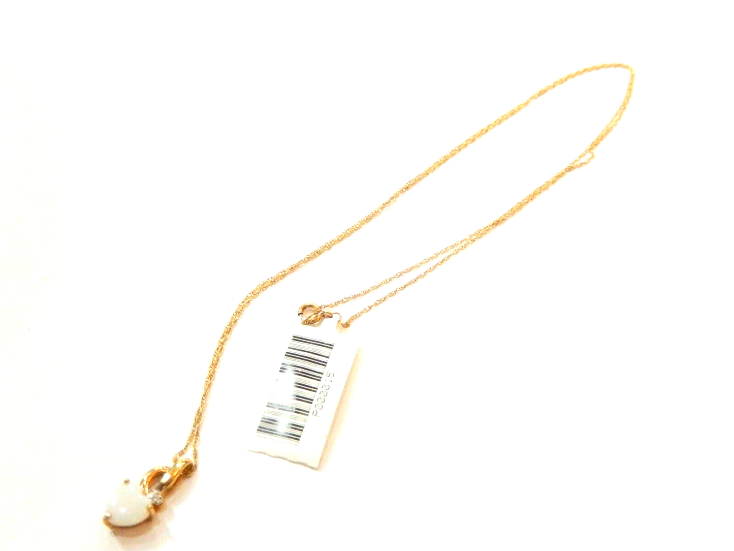 10K Yellow Gold Heart Shaped Opal and Diamond Pendant w/ 18" YG Chain