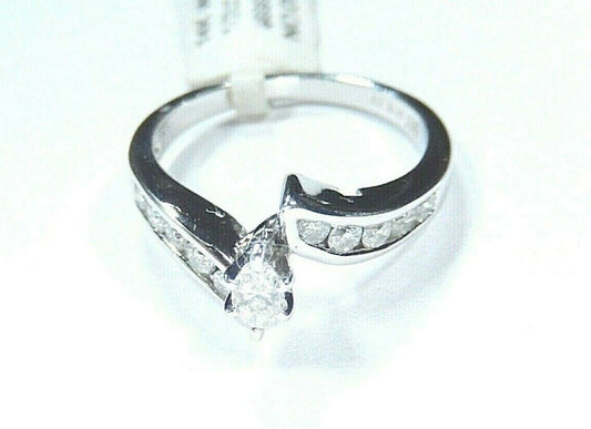*NWT* 14K White Gold .50CT Marquise Cut Diamond Engagement Wedding Ring Sz 7.5