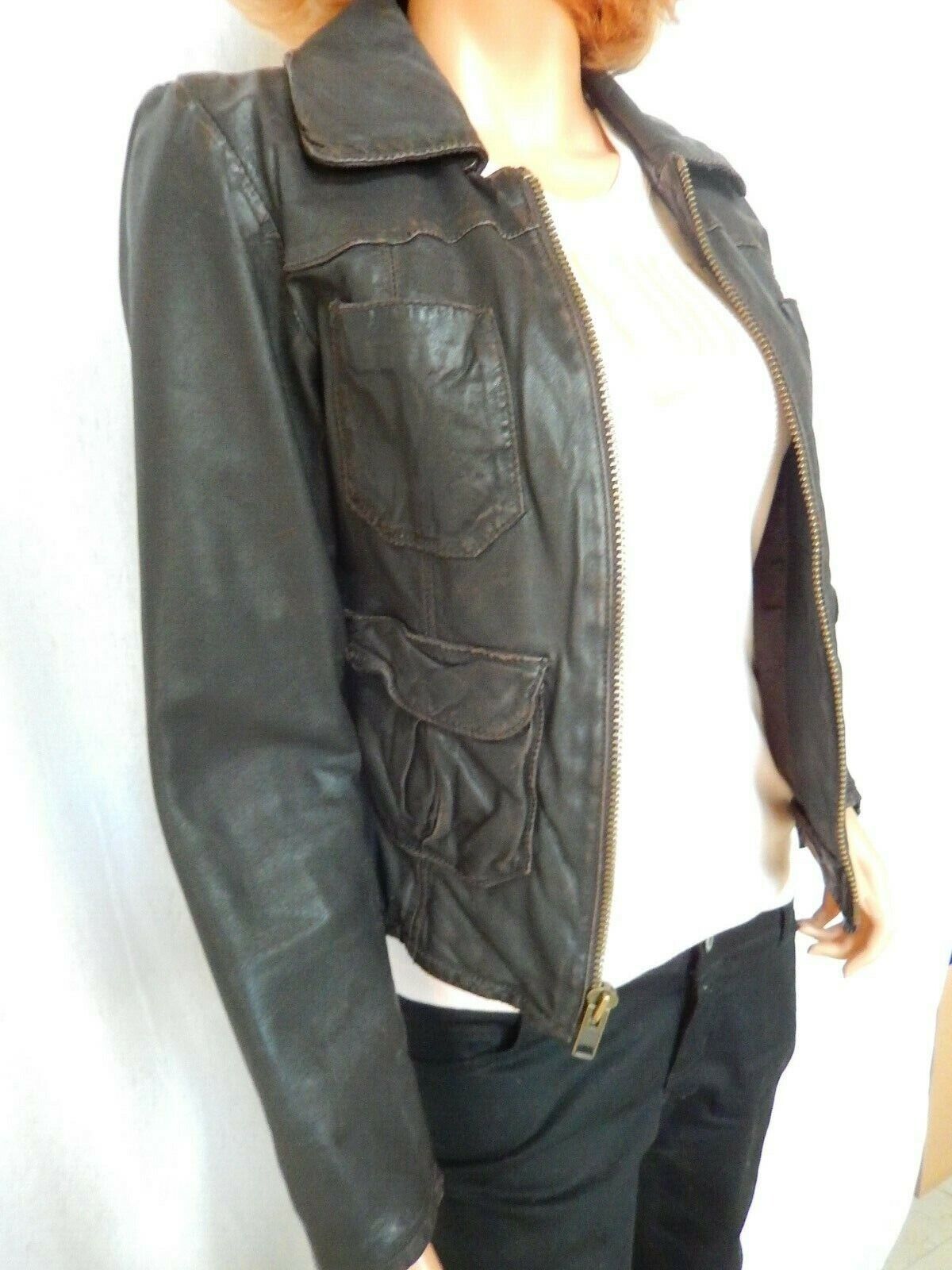 *VINTAGE* American Eagle Outfitters Cute Unisex Brown Leather Jacket Size M/M