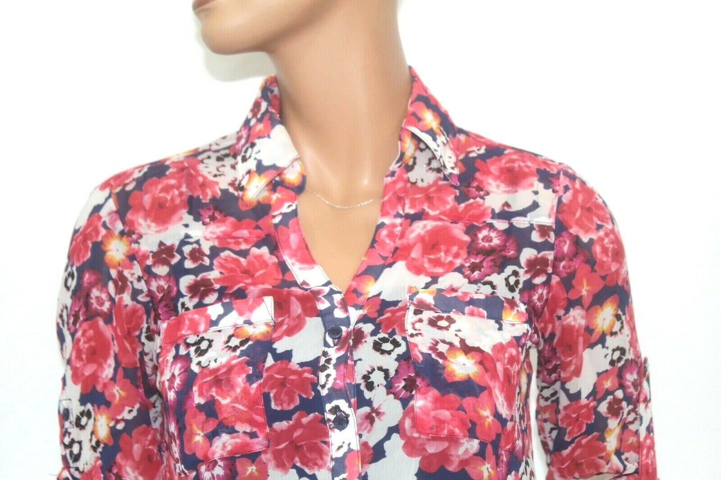 *MINT* Express Women's The Portofino Button Front Shirt  Multicolor Xtra Small