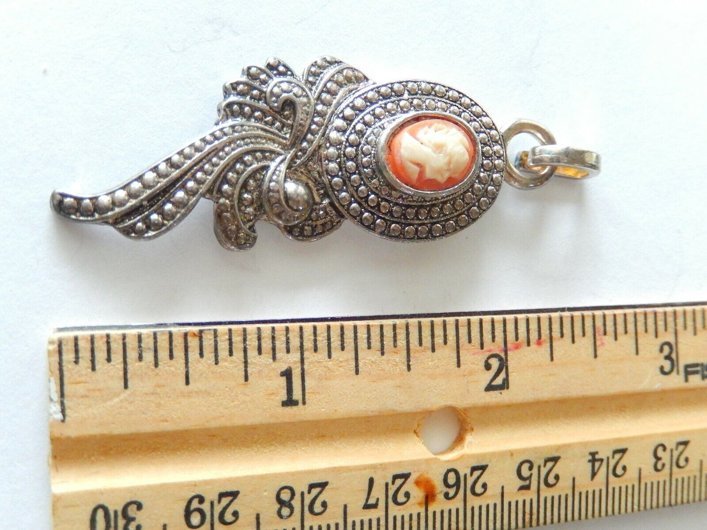 Unique Antique Vintage Cameo Pendant  Designer Signed  D.M. Lind