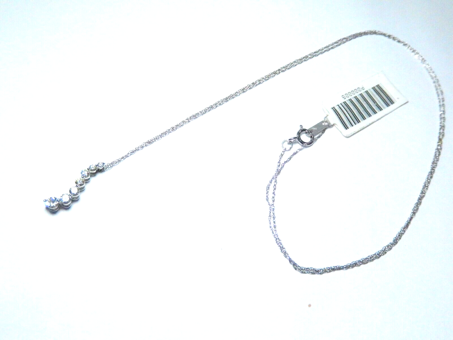 14K White Gold .25CT  Diamond Journey Pendant w/ 18" Chain