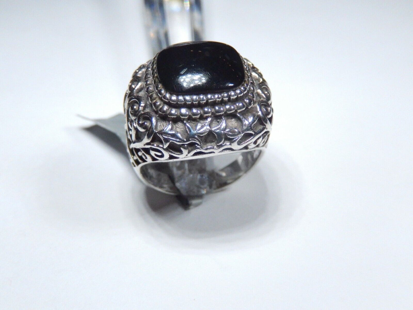 *VINTAGE*   Black Onyx Ring  Sterling Silver Ring Handmade Ring Boho Ring Size 8
