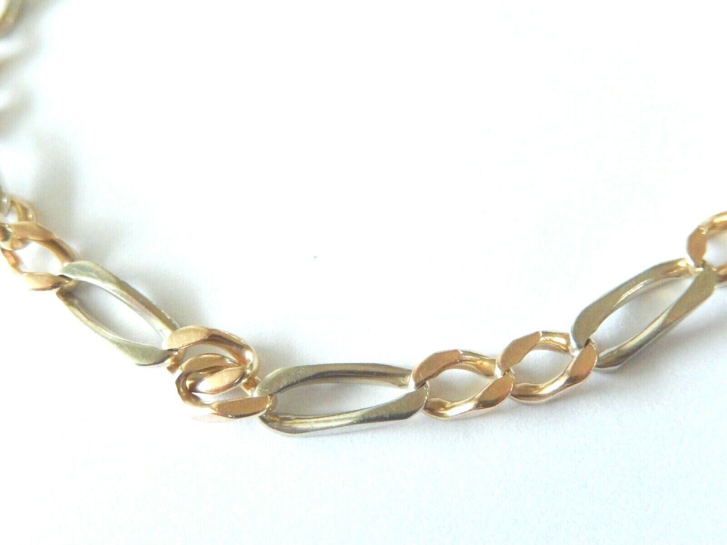 14K Yellow & White Gold 5.5 MM Figaro Bracelet Two Tone 10" 14.41 grams HEAVY