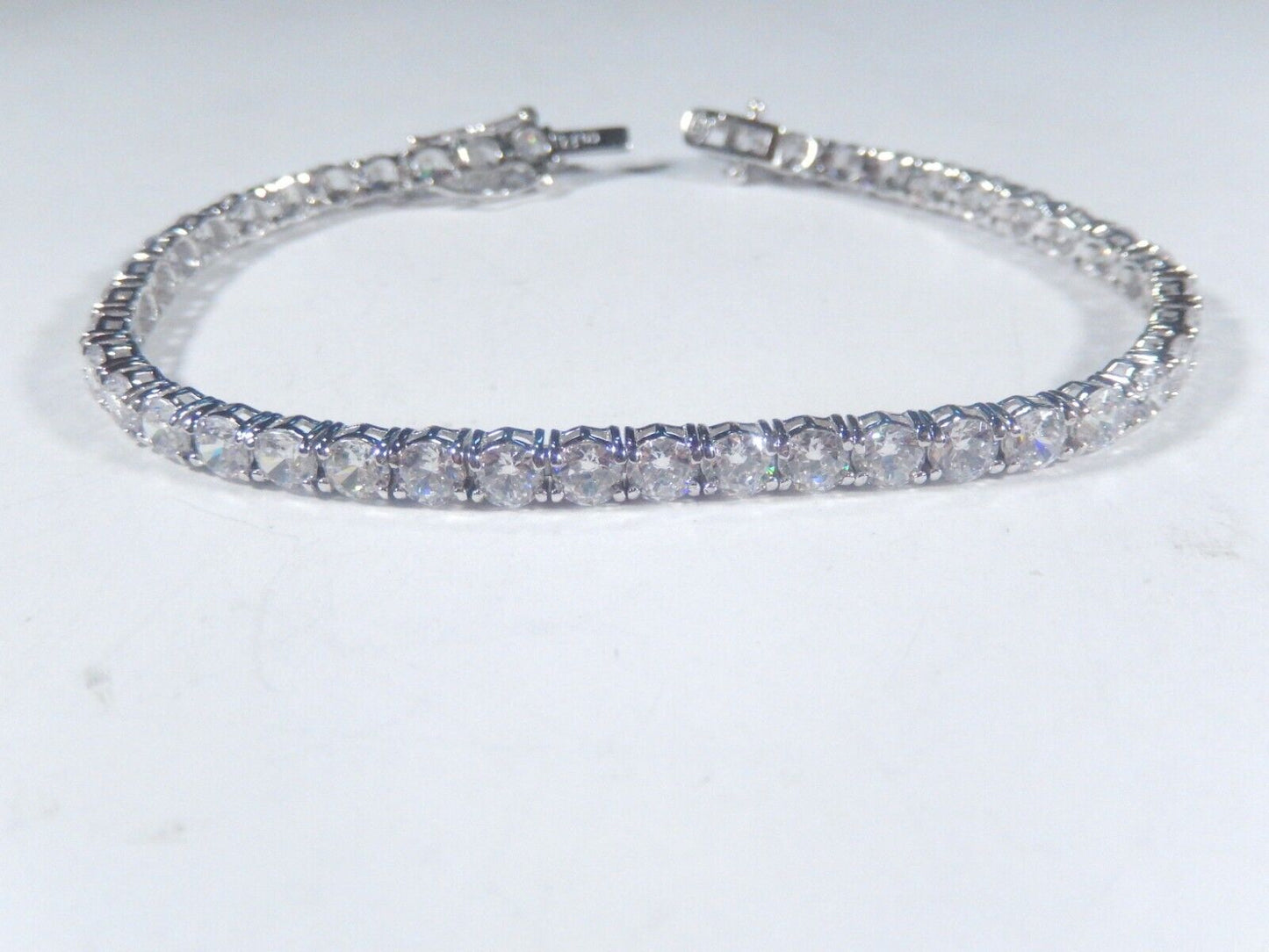 925 Sterling Silver  4mm 1 Row 10.50 CT CZ Tennis Bracelet 7.25"